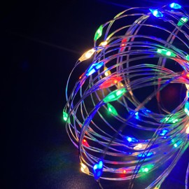 2 Pack Battery Powered Fairy Lights, LED String Lights with Timer, 6 Hours On/18 Hours Off, 30 LEDs, 10 Feet Silver Cord, Bedroom Home DIY Birthday Christmas Party Decoration (2, Multi Colored)