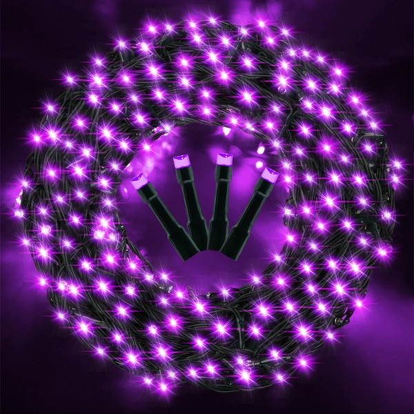 AmyHomie Purple Christmas Lights, 108Ft 300LED Christmas String Lights, 8 Modes Waterproof Fairy String Lights for Outdoor & Indoor Home Patio Garden Party Wedding Decor