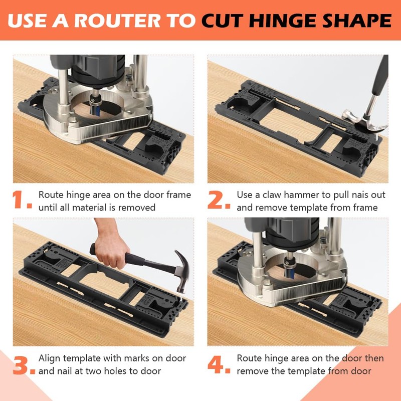 Adjustable Door Hinge Jig Mortiser Installation for 2-1/2 to 6inch