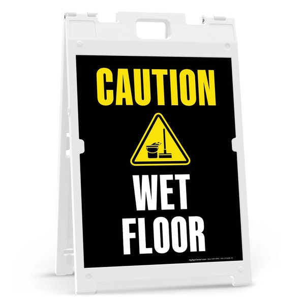 Caution Wet Floor Folding Floor Sign, 18x24 Inches, Portable A