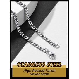 GOLDCHIC JEWELRY 3mm Stainless Steel Chain For Boys, Thin Curb Chians Necklace, 22 inches