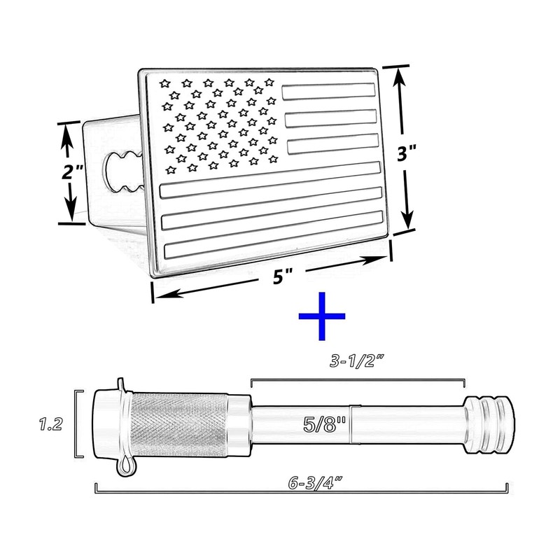 Bonrcea 2" American Flag Hitch Cover & Hitch Lock, Thin