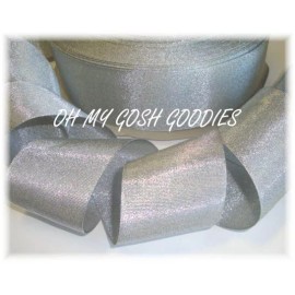 2 1/4 SILVER SHIMMER GLITTER SPARKLE BLING PRINCESS CHEER GROSGRAIN RIBBON