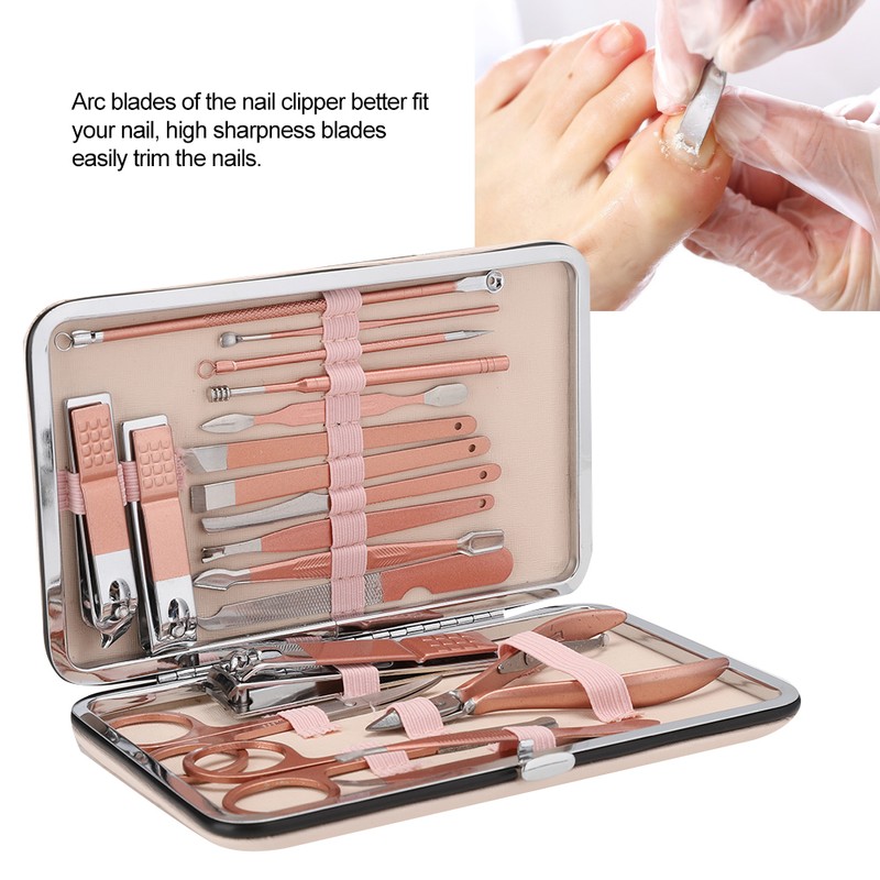 18Pcs/Set Stainless Steel Manicure Pedicure Nail Clipper Set Nail Grooming