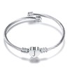 FGT Silver Initial Letter Cuff Bracelet Women Bangle Heart Cuff