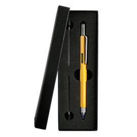 Thyonta 6-in-1 Multifunctional Gift Pen Gift Set Metal Ballpoint Pen with Scale Level Set for Screwdriver Touch Screen Office Outdoor （Yellow）