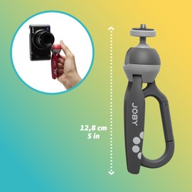 Jobby JB01839-BWW Mini Tripod, Handypod, Hand Grip for Video Recording, Carabiner, Clip with Smartphone Adapter, Weight: 1.2 lbs (0.08 kg), Load Capacity: 1.1 lbs (0.5 kg), Aluminum, Smartphone Video
