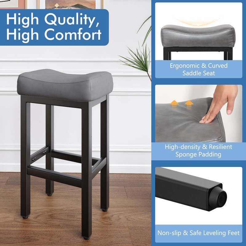 29 Inch Bar Height Bar Stools Set of 2, 29"