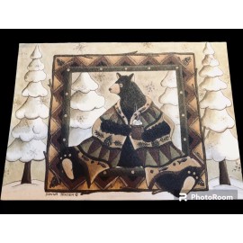 Posies and Such 20 Winter Bear Themed blank note cards with envelopes set, Made In The USA