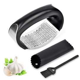 Home Goodies HOME GOODIES Stainless Steel Garlic Press- Durable, Sturdy, Ergonomic & Easy to Clean, with Garlic Peeler and Cleaning Brush