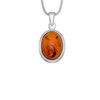Exquisite Ladies Silver Necklace With Oval Amber Pendant Crafted In