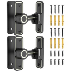 MeBantoo Sliding Barn Door Lock Hardware, 90 Degree Locks for Barn Doors, Flip Gate Latches for Garden, Bathroom, Outdoor, Garage, Window(2 Pack-Luminous Black)