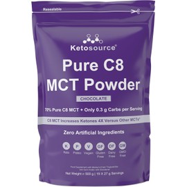 C8 MCT Powder, 4 x Ketones vs Other MCTs, 0 g Carbohydrates, 500 g