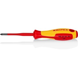 Knipex 98 25 01 SL Screwdriver (Slim) for Cross-recessed Screws Pozidriv 187 mm, Multi-Colour
