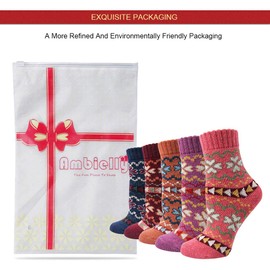 Ambielly Winter Women Socks 5 Pairs Vintage Style Knit Wool Casual Socks Thick Warm Colorful Socks (SD10004C)