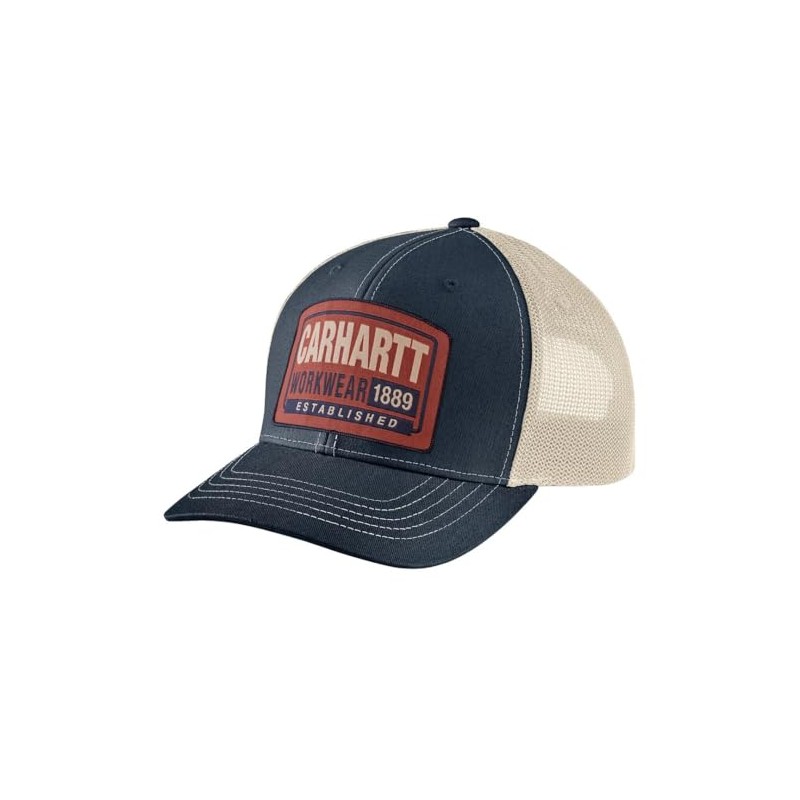 Carhartt Men's Canvas Mesh-Back Workwear Patch Cap, Navy, One Size