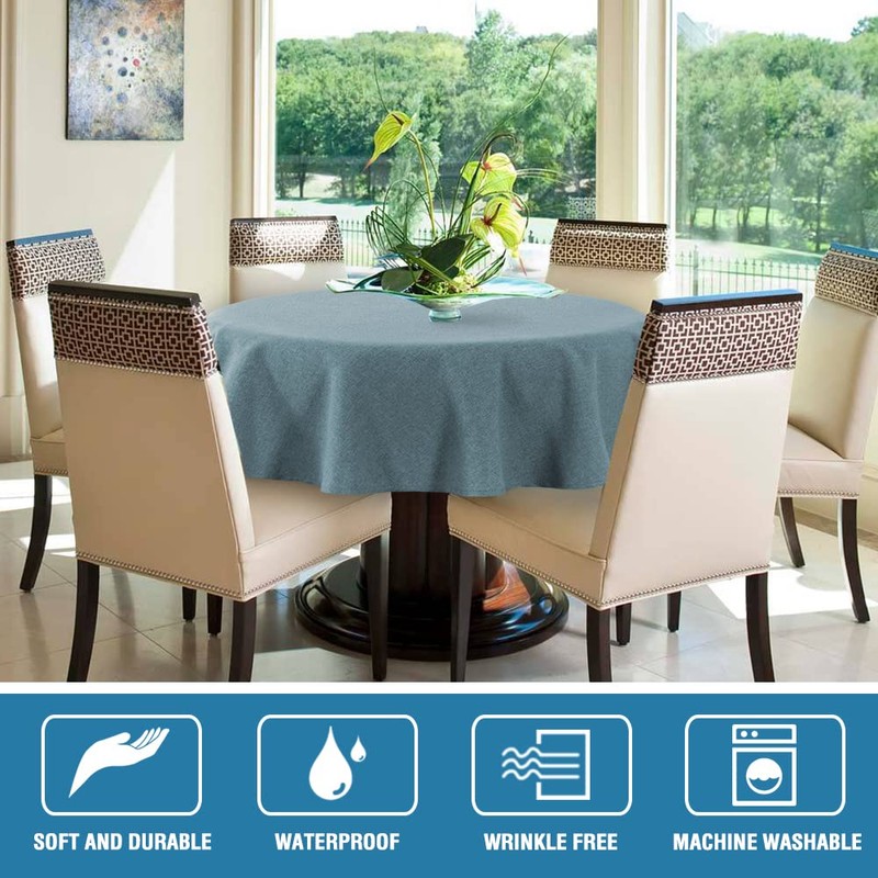 H.VERSAILTEX Round Linen Textured Table Cloth Thick Fabric Wrinkle Free