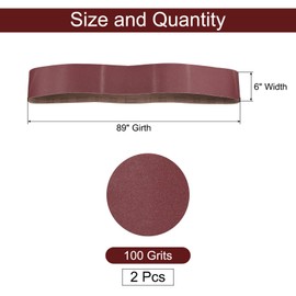 QUARKZMAN 2 Stück 6" x 89" Schleifbänder 100 Körnungen Aluminiumoxid Schleifband Schleifpapier Schleifpapiere für Metall Holz Schleifen Polieren, Rötlich Braun