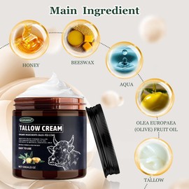 KUIRUNRX® Bio Rindertalg Hautpflegecreme, Rindertalg Balm, Rindertalg Creme Bio Feuchtigkeitscreme, Feuchtigkeitscreme für Gesicht und Körper, Hält die Haut Elastisch(120G)