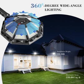 OKPRO Solar Lights Outdoor, Motion Sensor & Dusk to Dawn Flood Lights, 168LED 6500K 8 Sides 360°Wide Angle, IP66 Waterproof with Remote, for Yard/Garden/Pool/Fence (2 Pack)