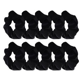 Frcolor Velvet Hair Bobbles / Scrunchie Hair / Elastic Hair Bobbles Pack of 10 (Black)