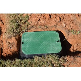 NDS 113BC 14" x 19" Standard Series Sprinkler Valve Box- Black with Green Bolt-Down Cover
