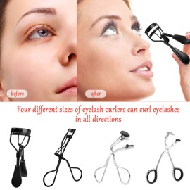 Yangfei Pack of 4 Small Eyelash Curlers with 1 Eyelash Tweezers Eyelash Extension Painless Eyelash Shaper Eyelash Curler (4 Sizes) Professional Makeup Tool for All Eye Shapes Women Girls