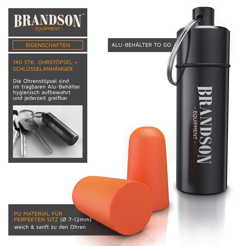 Brandson - Ear Plugs for Hearing Protection 140 Pieces XXL