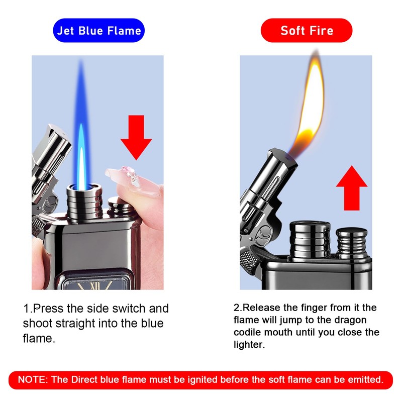 Lighter, Windproof Torch Lighter Jet Flame and Soft Flame, Cool