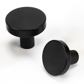 QZKJQDD 2 Pack Black Cupboard Knobs, Single Hole Cupboard Handle, Aluminum Alloy Cabinet Knobs with Screws for Kitchen Wardrobes Bathroom Home Decoration