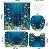 4PCS Sea Dream Shower Curtain Sets with Waterproof Shower Curtain,