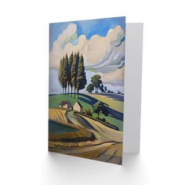 Artery8 Greeting Card Cotswolds Windy Day Countryside English Landscape Blank For All Him Or Her Art Birthday Card