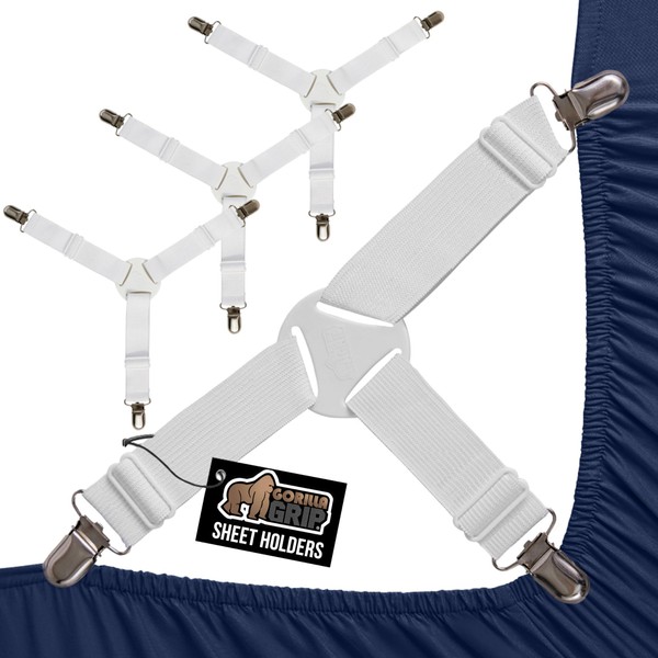 GORILLA GRIP Patent Pending Bed Sheet Holders, Adjustable Elastic Fasteners