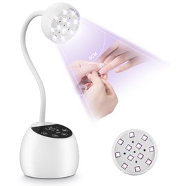 Kixolo UV Lamp for Gel Nails Mini, with 12 LEDs, Sensor, 3 Timer Modes, 360° Adjustable Hose Arm, Rechargeable Mini UV Lamp for Nails, Portable UV Lamp Small for French Nail Tips