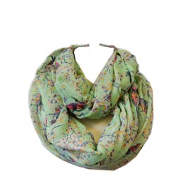 Scarf_tradinginc® Floral Butterfly Bird Dragonfly Light Weight X-large Infinity Scarf (Bird & Floral Green)
