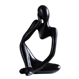 AFGJWFY Thinker Statue Home Decor, Trendy Aesthetic Resin Sculptures Decoration, House Living Room, Dining Desk, Office, Bookshelf, Aesthetic Gifts Decoration(Black-Right)