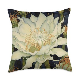 Cereus Night Blooming Cactus Flower Gorgeous Exotic Blooms Throw Pillow