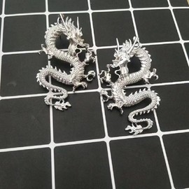 Punk Dragon Earrings, Ancient Chinese Dragon Dangle Earrings for Women, Bohemian Dragon Animal Vacation Earrings for Ladies, Vintage Dragon Statement Earrings Summer Boho Jewelry (Silver)