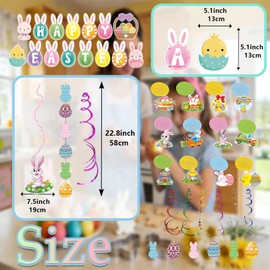 45 Pcs Happy Easter Banners Garland Easter Decorations for Office Home School Classroom Bunny Egg Hanging Decor Supplies for Egg Hunt Party Favors