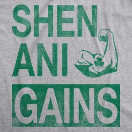 Mens ShenaniGains Funny Workout Saint Patricks Day T Shirt St Patty Shamrock (Light Heather Grey) - XXL