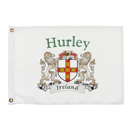 Hurley Irish Coat of Arms Small White Flag - 12"x18" inches
