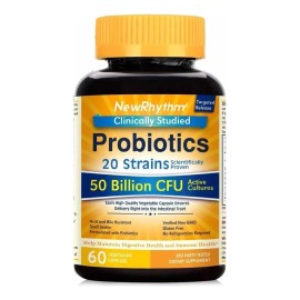 Newrhythm Probióticos 50 Mil Millones Cfu 60 Cápsulas Sabor Sin Sabor Brindan Apoyo Para El Establecimiento Y Mantenimiento De Una Flora Intestinal Favorable 100% Natural Sin Ogm Y Sin Gluten