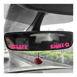 NYTKL Left Right Car Sticker, Beautiful Rear View Mirror Decor Waterproof Vinyl Sticker, Cute Left Right Auto Window Decal Vanity Mirror Decoration for Women Girl, Car Accessories (Pink)