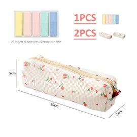 NYGGTYK 2 Pack Pen Organiser, 100 Macaron Color Sticky Notes, Cute Flower, Stationery Bag, Label Organiser, Zipper Pencil Bag, Mini Cosmetic Bag for Girls, blue / red, Modern