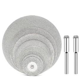 Bestgle Round Hole Mini Diamond Cutter 0.1 inch (3 mm) Shaft Diamond Cutting Disc Rotary 0.6 - 2.4 inches (16 - 60 mm) 10 Pcs Polishing Cutter for Mini Router/Router/Router