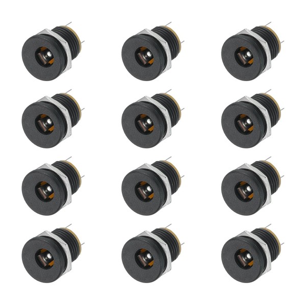 sourcing map 12pcs DC5525 Power Jack, 30V 0.5A 5.5x2.5mm 3