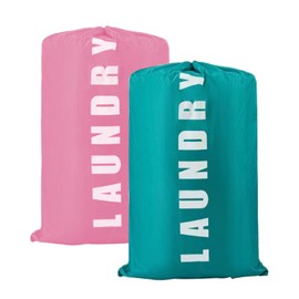 2-Pack Extra Large Travel Laundry Bag with Drawstring | 24" x 36" Durable Rip-Stop Dirty Clothes Bag | Perfect for Travel, Bathroom, Home, or Dormitory (Blue & Pink)