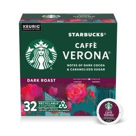 Starbucks K-Cup Coffee Pods, Dark Roast Hot or Iced Coffee, Caffè Verona, 32 Keurig Pods
