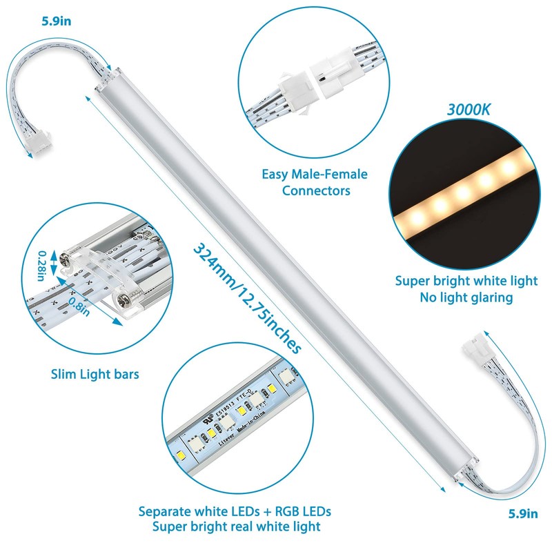 Litever Under Cabinet LED Lighting Kit. RGB Color & Bright
