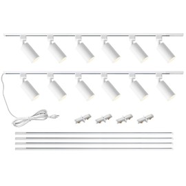 LRAEMXG Plug in Track Lighting with Power Cord, 8-Light GU10 Track Lighting Kit with 6.6FT H Type Track Lighting Rails, Modern Kitchen LED Track Lighting Fixtures Ceiling Spot Light, White (No Bulbs)